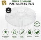 R-kay 4 Pack, 6 Sectional Clear Plastic Serving Trays For Party - Heavy Duty Party Trays For Serving Food - 12 Inch Trays And Platters - Veggie Tray Platter/Divided Serving Tray