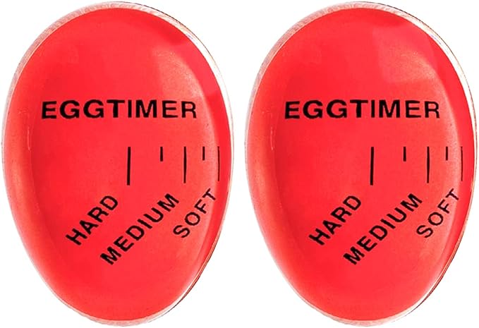 Lasubst Egg Timer for Boiling Eggs that Changes Color When Done, Classic Red, Pack of 2