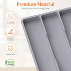 Lifewit Utensil Organizer for Kitchen Drawer, Expandable Cooking Silverware Tray, Adjustable Cutlery Flatware Holder, Plastic Spatula Tools Storage Divider, 17.3 x 15.8", Gray