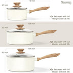 MICHELANGELO 3 Quart Saucepan with Lid, Nonstick Sauce Pan, Small Sauce Pot with Granite Coatings, Bakelite Handle, Dishwasher-Safe, White