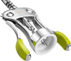 Beneno Wine Opener, Zinc Alloy Premium Wing Corkscrew with Multifunctional Bottles Opener, Sharp Wine Corkscrew with Ergonomic Non-Slip Wing Handle, Green