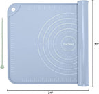 Silicone Pastry Mat 32"*24" Extra Thick Non Stick Baking Mat Food Grade Silicone Dough Rolling Mat with Edge Heightening Large Blue