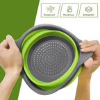 Silicone Colander Collapsible Strainers Set for Kitchen- 2 Pack (5Qt) -Over Home Draining Basket, Food Vegetables & Fruits-Dishwasher Safe, Space Saving Design (Greeen)