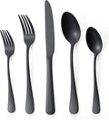 Briout Matte Black Silverware Set, Stainless Steel Cutlery Set Service for 4, Black Flatware Utensil Set Include Fork Knife Spoon for Kitchen Home Restaurant, Premium Tableware