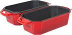 Flavehc Bread Pan Cast Iron Loaf Pan with Lid Bread Loaf Pan 8.5x4.5 Inch Loaf Pan Enameled Cast Iron Sourdough Loaf Pan, Red