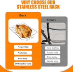 Stainless Steel Turkey Roasting V Rack, Roaster Racks for Smoking and Grilling Poultry Chicken, and Pork Cooking Rack for Roasting Pan for Kamado, Smoker, Green Egg Accessories, Dishwasher Safe