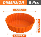 Webake Silicone Mini Tart Pan 4 Inch Non-stick Mini Quiche Molds Small Pie Baking Pan Tart Molds for Baking, Pack of 8