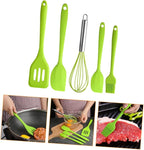 5pcs Silicone Kitchen Utensil Set Heat Resistant Non-stick Cooking Gadgets with Whisk Shovel Brush Scrapers for Baking and Cooking Space-saving Hanging Design Tools