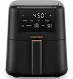 Chefman Air Fryer – 4-in-1 Slim 3.5 QT Airfryer, Air Fry, Bake, Dehydrate, Frozen, 450°F Max Temp for Extra Crispy Results in Minutes, Nonstick Ceramic Coating, Dishwasher-Safe Accessories - Black