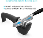 Elite Kitchen Knife Sharpener with 3 Stages, Professional Manual Blade Sharpening System, Ceramic Stone, Tungsten Carbide Plates, Diamond rods, Ergonomic Handle, Non-Slip Base,Stylish Black