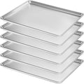 Full Size Commercial Quality Baking Sheet Pan, Bastwe Aluminum Cookie Tray Pan for Oven, Freezer, Bakery, Hotel Restaurant, Thick Steel Rim Prevents Warping (6 Pack, 26 x 18 Inch)