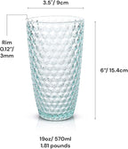 BELLAFORTE - Shatterproof Tritan Plastic Tall Tumbler Teal- 19oz, set of 4, Laguna Beach Drinking Glasses - Dishwasher Safe Tumblers - Unbreakable Drinkware for Indoor and Outdoor Use, BPA Free