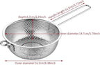 Stainless Steel Colander Fine Mesh Colander with Long Handle Micro-Perforated Colander Metal Strainer Kitchen Food Strainer for Fried Food Vegetable Fruit
