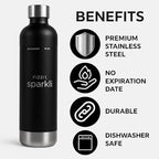 FIZZIT Black Stainless Steel Carbonation Bottle | Compatible with Some Soda Makers | Reusable Sparkling Water Bottle, Dishwasher Safe, BPA-Free (SSB-B)