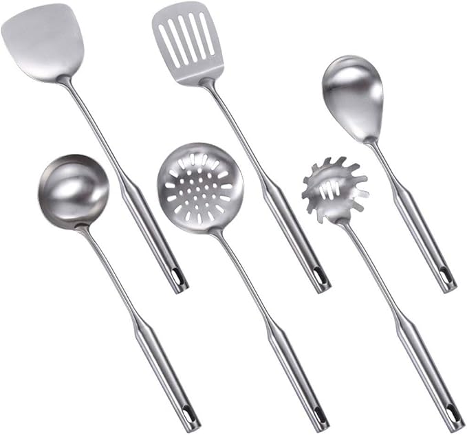 304 Stainless Steel Cooking Tools Set Colander Spatula Shovel Spoon Kitchenware Gadgets 6PCS Kitchen Accessories