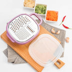PRETYZOOM Multifunctional Kitchen Grater Slicer Stainless Steel Vegetable Cutter Portable Kitchen Gadget 9.44X7.44X2.36 Inch for Efficient Food Preparation