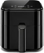 Simple Deluxe 8-in-1 Air Fryer 3 Qt, Digital Preset Airfryer with Overheat Protection and Auto Shut-Off, Nonstick and Dishwasher-Safe Basket for Fries, Bake, 60-Min Timer, Max 400°F, 800W, Black