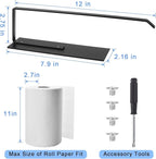 Paper Towel Holder Black, Toilet Paper Roll Holder Magnetic Towel Rack Wall Mount Fridge Organizer Shelf for Towels Rolls Bar Bathroom Toilet Pantry RV Essentials Kitchen Organizers and Storage 2 Pack