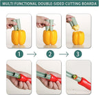 Pepper Corer, 2 in 1 Red Bell Pepper Seed Corer Remover Tool, Fruit & Vegetable Corers Quick Cave Tools for Jalapeno Cutter Deseeder, Green, 3 PCS