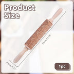 Embossed Wooden Rolling Pin Darker 3D Scrollwork Rattan 36cm Rolling Pin for Baking Biscuits DIY Kitchen Tool Baking Accessories Homemade Bakery Pastry Cookie Fondant Dough Pizza