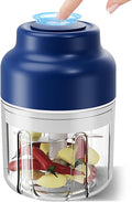 Upgrade Electric Garlic Chopper, Electric Mini Food Processor Portable Veggie Cutter Chopper, USB Rechargeable Wireless Food Chopper with 6 Blades for Mashing Garlic, Chili, Onion, Fruit, Meat Ginger