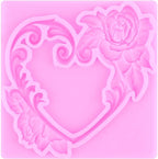 Mujiang Flower Garland Fondant Molds Floral Wreath Silicone Mold Heart Photo Frame Mold for Cake Decoration Cupcake Topper Candy Polymer Clay Gum Paste Set of 4