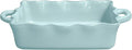 Casafina Ceramic 13.5" x 8.5" Rectangular Ruffled Baker - Cook & Host Collection, Robin's Egg Blue | Oven & Dishwasher Safe Bakeware | Food Safe Glazing | Restaurant Quality Dinnerware
