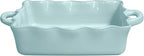 Casafina Ceramic 13.5" x 8.5" Rectangular Ruffled Baker - Cook & Host Collection, Robin's Egg Blue | Oven & Dishwasher Safe Bakeware | Food Safe Glazing | Restaurant Quality Dinnerware
