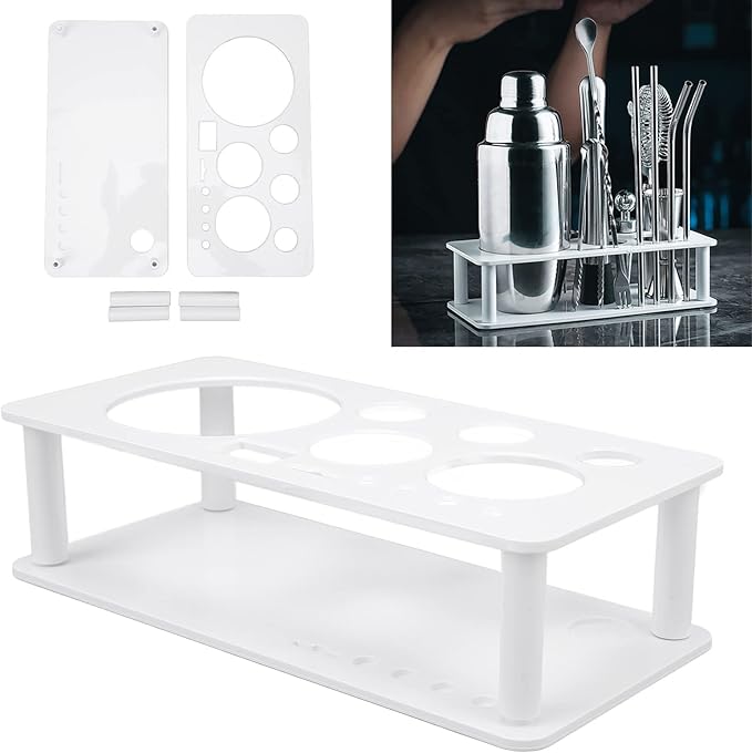 Stainless Steel Bartender Kit with Acrylic Stand Cocktail Recipes Booklet Tool Set with Stand Home Kit and Cocktail Shaker Set (Small)