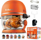 Non Toxic Air Fryer™ Pro | 9-in-1 Glass Air Fryer | Self-Cleaning | 5 Quart | Rotisserie and Tumbler | 400F Vortex For Even Cooking, BPA-Free Teflon Free, Recrisp, Roast, Bake, Orange