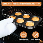 6 Packs Premium Steel Muffin Pan for Baking, Round Muffin Baking Pan, Baking Tray for Muffins, Cupcakes, Brownie(Black