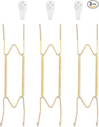 3 Pack Plate Hangers for The Wall, Suitable for 10-14 inch Art Plate, Stainless Steel Invisible Heavy Duty Wire Plate Holder with Wall Hooks, Plate Hangers for Displaying Plates, Platter, Dish, Gold