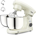 Camic Stand Mixer, 4.2QT+5.3QT Two bowls Electric Food Mixer, 10 Speeds with Digital setting 3-IN-1 Kitchen Mixer for Baking Cakes Cookie Bread Salad with Egg Whisk,Dough Hook,Flat Beater (White)