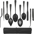 Professional Chef Tools | Plating Tools Culinary Set | Piece Culinary Tool Set | Premium Stainless Steel Chef's Plating Tool Set | Kitchen Tweezers & Fish tongs & Spatula & Slotted Spoon (Black) (10)