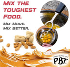 PBT - Peanut Butter Mixer, Stainless Steel Stirring Tool for Natural Peanut Butter, Dough, Yogurt, Sauces, and More - Fits Any Container Size, Less Mess, Dishwasher Safe (BLACK)