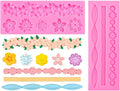 Baroque Silicone Molds Baroque Style Curlicues Scroll Lace Fondant Silicone Mold Scroll silicone Baroque Mold Relief Flower Lace Mould for Wedding Birthday Cake Decoration (Scalloped Wave 2)