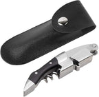 New Bottle Opener Leather, Wine Opener Set Wine Opener Holster Case Small Leather Bag Leather Wine Knife Set Wine Tool PU Bag for Home Indoor Outdoor(black)