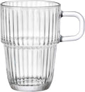 Bormioli Rocco Barshine 10.5 oz. Coffee, Tea and Hot Cocoa Mugs Stackable Tempered Drinking Glasses, Set of 12, Clear