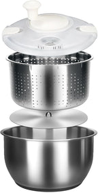6L-Stainless Steel Salad Rotator, Vegetable Dishwasher,Lettuce Cleaner and Dryer, Kitchen Strainers.