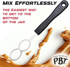 PBT - Peanut Butter Mixer, Stainless Steel Stirring Tool for Natural Peanut Butter, Dough, Yogurt, Sauces, and More - Fits Any Container Size, Less Mess, Dishwasher Safe (BLACK)