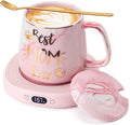Coffee Mug Warmer & Best MOM Ever Mug Set, Electric Cup Warmer for Desk, Beverage Warmer with 4 Temperature Setting, 8H Auto Shut Off, Mom Gifts from Daughter Son
