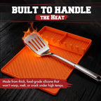 Kitchen Perfection Silicone Grill Mat for Blackstone Griddle Accessories - Silicone Tools & Spatulas Mat with Drip Pad - Keeps Your Griddle Clean and Your Utensils Organized - Great BBQ Gift