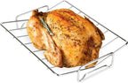 Stainless Steel Turkey Roasting V Rack, Roaster Racks for Smoking and Grilling Poultry Chicken, and Pork Cooking Rack for Roasting Pan for Kamado, Smoker, Green Egg Accessories, Dishwasher Safe