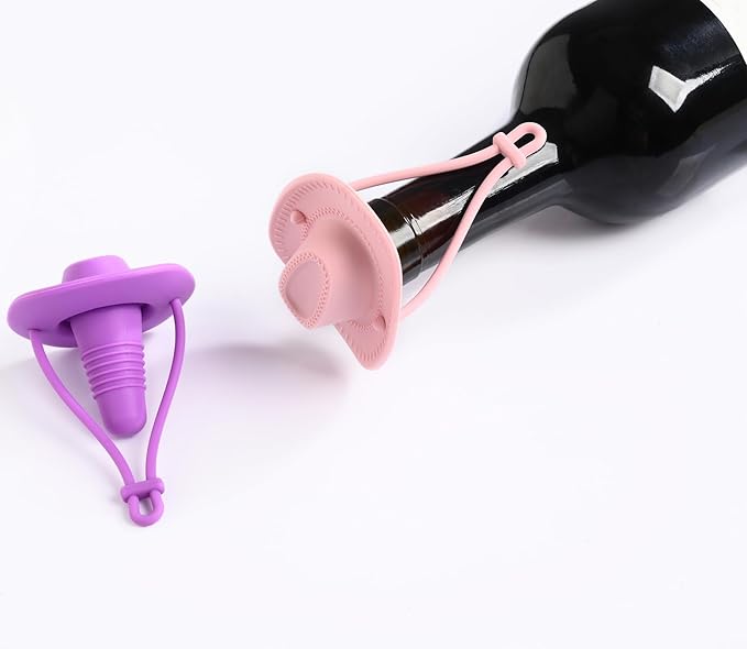 Silicone Wine Stopper Cute Wine Accessories Reusable Sealing plug Fun Cowboy Hat bottle Seals keep wine fresh Gifts for Wine Collector replacement Corks (Pink)