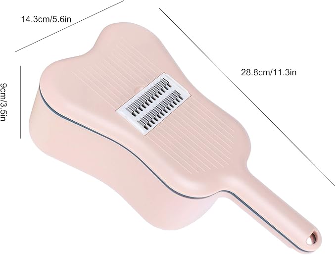 11PCS Vegetable Grater with Container, 6 Blades Violin Shaped Vegetable Slicers Set Peeler Drain Basket Cutting Board Hand Protector for Kitchen (Dusty Pink)