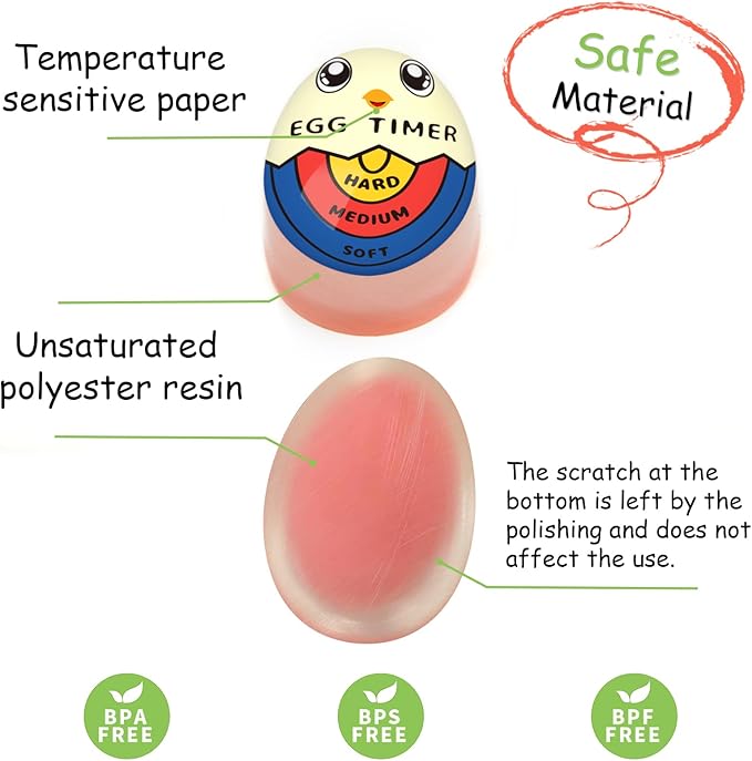 Lasubst Egg Timer for Boiling Eggs that Changes Color When Done, Tricolor, Pack of 4