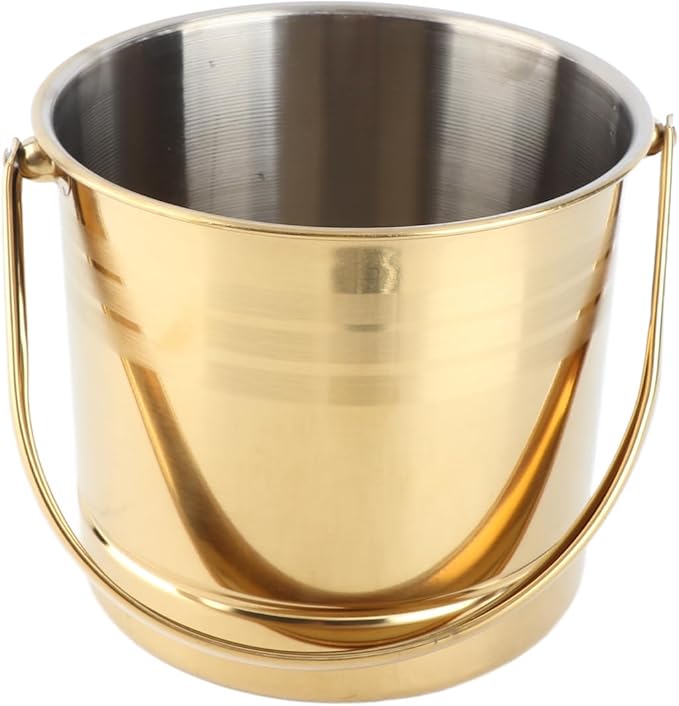 1L Ice Bucket Wine Cooler Bucket Stainless Steel Wine Chiller Handles Filter Plate Parties Gold (Gold)