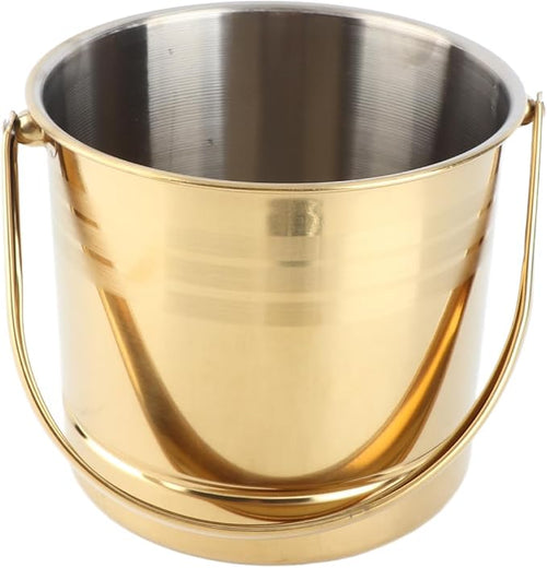1L Ice Bucket Wine Cooler Bucket Stainless Steel Wine Chiller Handles Filter Plate Parties Gold (Gold)