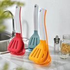Heat Resistant Soup Spoon Brush Ladle Silicone Non Stick Spatula Kitchen Tools Cooking Utensil Set(Black)