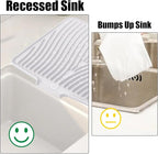 TIKNIK Silicone Dish Drying Mat, Stone Drying Mat for Kitchen Counter with Built-In Drain, Non-Slip Drain Pad with Built-in Drain, Heat Resistant Stone Drying Mat, Hangable, White-1pcs, 16" x 12"